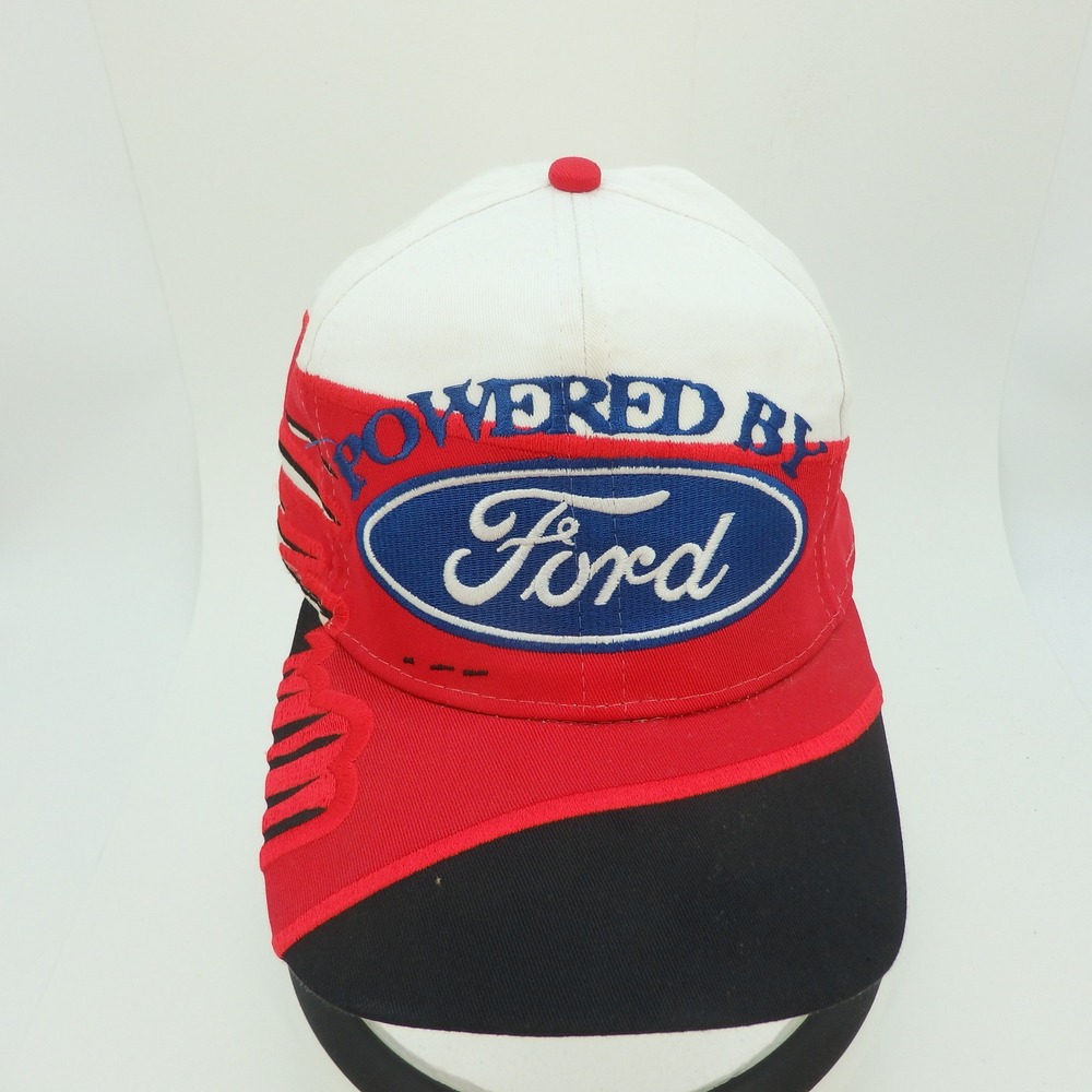 Ford Powered By Ford Racing Embroidered Baseball Cap White Red Black - Picture 10 of 15